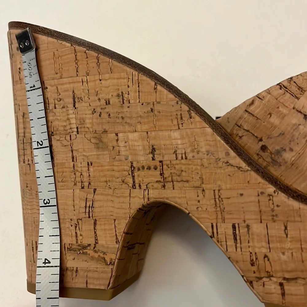 Veronica Beard Paulita Natural Cork Tan Platform Wedge Sandals New Size 9M
